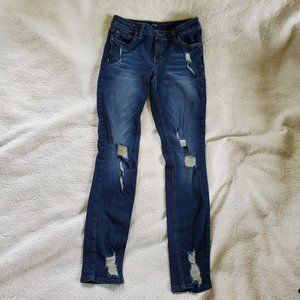 Refuge Mid Rise Straight Leg Distressed Jeans, Sz 4